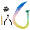 Rainbow Microbead Hair Extensions and Tools (20 In, Pastel Ombre, 202 Pieces) Glamlily