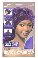 Annie - Ms. Remi Premium Adjustable and Foldable Braid Shower Cap with Drying Loop (Purple, 25" x 18.5") Annie
