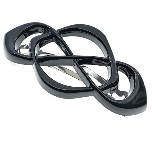 Camila Paris CP2437 French Hair Barrette Clip for Girls Black, Auromatic Clasp Strong Hold Grip Hair Clips for Women, No Slip and Durable Styling Girls Hair Accessories, Made in France Camila