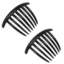 Parcelona French Twist 7 Teeth Large Black Set of 2 Celluloid Flexible Durable French Side Hair Comb Large 4'' No Slip Styling Paris Hair Accessories for Women and Girls, Made in France (Black) Parcelona
