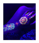 Temporary Tattoos – 1 Sheet Lotus Flower Design Body Paint Art Blacklight Reactive Light Festival Accessories Glow in the Dark Party Supplies | 7.2” x 5.2” Temp Great for EDM EDC Party Rave Parties d'IRIS studio