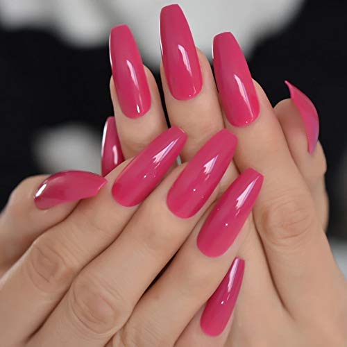 EDA LUXURY BEAUTY PINK LUXE DESIGN Full Cover Press On Nails Acrylic Nail Kit Artificial Nail Tips Shiny False Nails Extra Long Ballerina Coffin Square Nail Art Fashion Fake Nails EDA LUXURY BEAUTY