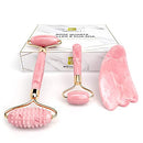 Rose Quartz Roller with Gua Sha, Mini Eye Roller set - Jade Roller for Face - Face Roller 100% Natural Authentic Crystal - Face Massager, Facial Roller for Skin Care, Eyes, Neck - Tones, Firms, Depuff MoValues