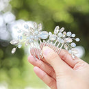 Yean Rhinestone Bride Bridal Hair Comb Opal Crystal Wedding Hair Piece Hair Accessories for Women and Girls (2 Pcs) (Silver) Yean