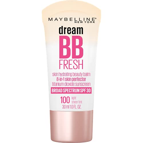 Maybelline Dream Fresh Skin Hydrating BB cream, 8-in-1 Skin Perfecting Beauty Balm with Broad Spectrum SPF 30, Sheer Tint Coverage, Oil-Free, Light, 1 Fl Oz Maybelline New York