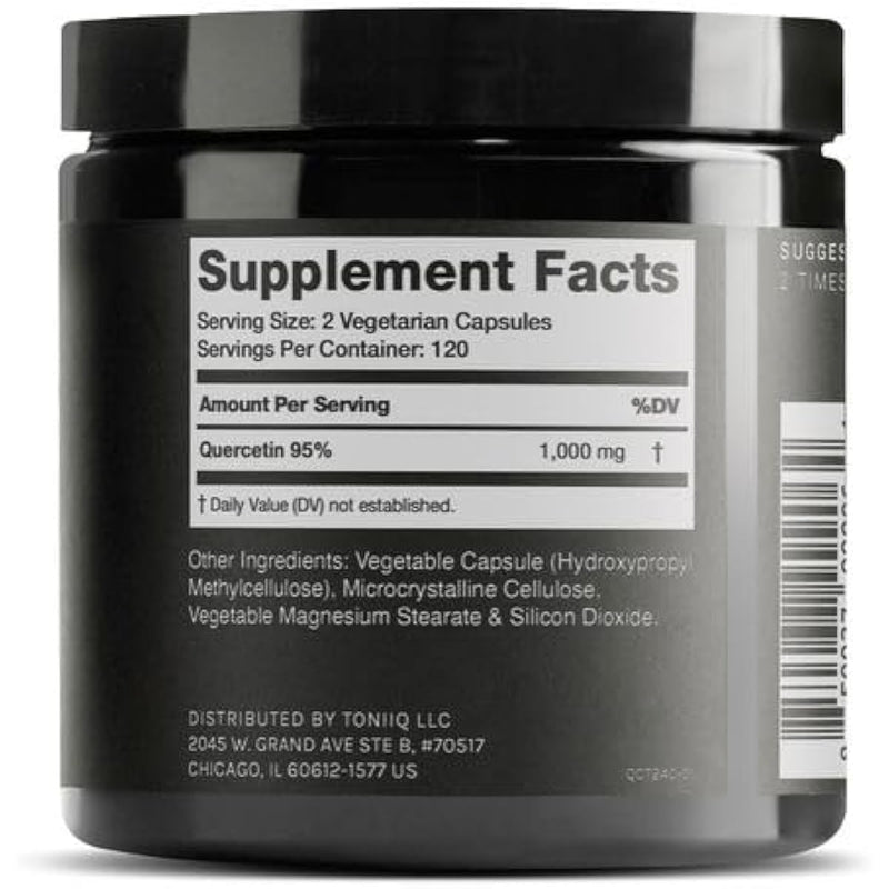 Toniiq Ultra High Purity Quercetin Capsules - 95%+ Highly Purified and Bioavailable - 1000mg Per Serving - 240 Capsules Quercetin Supplement Infinity Warehouse