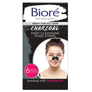 Bioré Charcoal, Deep Cleansing Pore Strips, Nose Strips for Blackhead Removal on Oily Skin, with Instant Blackhead Removal and Pore Unclogging, 6 Count, Features Natural Charcoal, 3x Less Oil Bioré