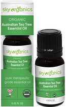 Organic Tea Tree Essential Oil by Sky Organics (10 ml.) 100% Pure Steam-Distilled USDA Organic Tea Tree Essential Oil Natural Tea Tree Oil for Skin Care Hair Aromatherapy and DIY Sky Organics
