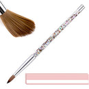 Beetles Acrylic Nail Brush Pure Kolinsky Hair Bristles Acrylic Nails Oval Crimped Shaped Nail Art Brush for Acrylic Powder and Poly Nail Extension Gel Manicure