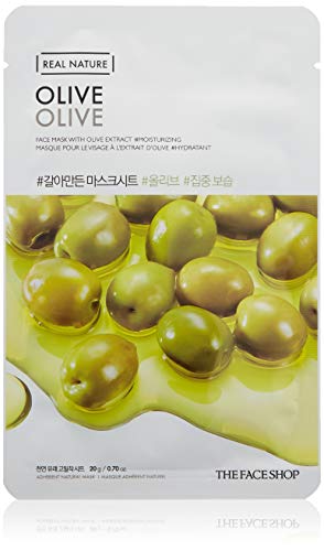 The Face Shop Real Nature Face Sheet Mask | Provides Ultimate Moisture to Soothe Dry, Rough Skin | K Beauty Facial Skincare for Oily & Dry Skin | Olive THEFACESHOP