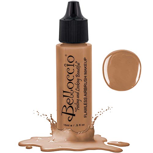 Belloccio's Professional Cosmetic Airbrush Makeup Foundation 1/2oz Bottle: Golden Tan- Medium Yellow Undertones Belloccio