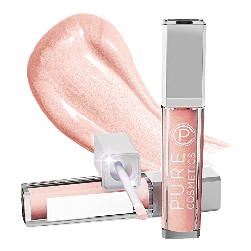 Pure Cosmetics Lip Gloss, Caribbean Coral - .30 fl oz. / 9ml - LED Applicator with Mirror - Hydrating & Ultra-Moisturizing Jojoba Oil, Sweet Almond Oil & Vitamin E - Natural Based Formula Pure Cosmetics