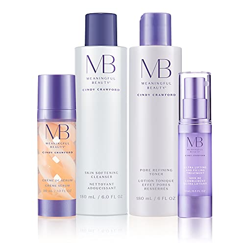 Meaningful Beauty Crème De Serum, Melon Extract Night Moisturizer + Skin Softening Cleanser + Pore Refining Toner + Ultra Lifting & Filling Treatment Melon Extract Day Serum, white Meaningful Beauty