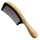 Onedor Extra Length Handmade 100% Natural Green Sandalwood With Buffalo Horn Fine Tooth Hair Combs - Anti-Static Sandalwood Scent Natural Hair Detangler Wooden Comb (Buffalo Horn Fine Tooth) Onedor