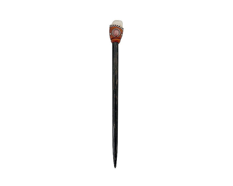 Natural Tumbled Healing Gemstone Crystal Chonta Wooden Hair Stick Pin - Womens Fashion Handmade Gifts Boho Reiki Accessories (Pink Rose Quartz) Mia Jewel Shop