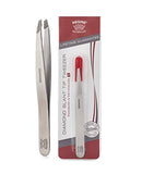 Regine Switzerland Diamond Tip Slant Tweezer, Stainless Steel Precision Tweezers for Eyebrow & Hair Removal Regine Switzerland