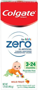 Colgate Zero Baby and Toddler Training Toothpaste, Fluoride Free & SLS Free, Natural Mild Fruit - 1.75 Ounce Colgate