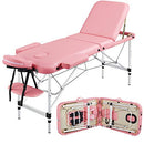 Yaheetech Massage Tables Portable Lash Bed for Eyelash Extensions Aluminium Tattoo Table Height Adjustable Spa Bed Lightweight with Non-Woven Bag, Pink Yaheetech