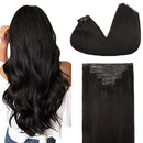 GOO GOO Remy Human Hair Extensions Seamless Clip in Hair Extensions 22 Inch Natural Black 150g 7pcs Thick Hair Extensions Clip in With PU Weft Full Head Natural Real Hair Extensions for Women GOO GOO