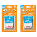 Grin Softstx,Gentle Dental Picks,Soft Flexible Bristles,Textured Plaque Removing Toothpick,Minty Flavor,for Between Teeth,Refillable Hygienic Case,for Braces,Bridges,and Implants,90 Count (Pack of 2) Infinity Warehouse
