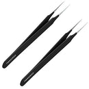 Ingrown Hair Tweezers | Pointed Tip | 2 Pack | Black | Precision Stainless Steel | Extra Sharp and Perfectly Aligned for Ingrown Hair Treatment & Splinter Removal For Men and Women | By Tweezees Tweezees