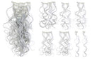 SWACC 7 Pcs Full Head Party Highlights Clip on in Hair Extensions Colored Hair Streak Synthetic Hairpieces (20-Inch Curly, Silver) SWACC