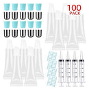 100 PACK 10ml Lip Gloss Tubes with 50 x Silver Caps + 50 x Blue Caps AMORIX