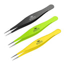 Surgical Tweezers for Ingrown Hair - Precision Sharp Needle Nose Pointed Tweezers for Splinters, Ticks & Glass Removal - Best for Eyebrow Hair, Facial Hair (Black Green Yellow) Majestic Bombay