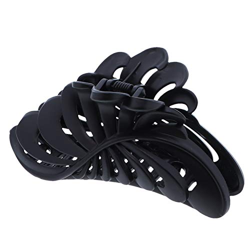 Matte Black 5 inch Large Jaw Clip Hair Claw with leaf design (Motique Accessories) Motique Accessories