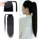 100% Human Hair Ponytail Extensions 14 Inches Wrap Around Human Hair Ponytail With Comb Clip in One Piece Pony Tail Hairpiece Long Straight Silky For Women