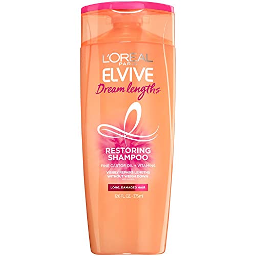 L'Oreal Paris Elvive Dream Lengths Restoring Shampoo with Fine Castor Oil and Vitamins B3 and B5 for Long, Damaged Hair, Visibly Repairs Damage Without Weighdown With System, 12.6 Fl; Oz L'Oreal Paris