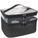 MKPCW Makeup Bags Double layer Travel Cosmetic Cases Make up Organizer Toiletry Bags (Black) MKPCW