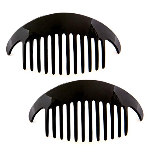 Camila Paris CP2872/2 Black Large Interlocking Combs Set of 2 French Hair Side Combs, Flexible Durable Strong Hold Hair Clips for Women, No Slip Styling Girls Hair Accessories, Made in France Camila