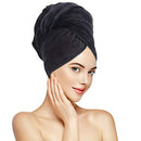 Sunland Microfiber Hair Towel Wrap for Women Super Absorbent Quick Dry Magic Hair Turban for Drying Long Hair Soft and Large 24 inch X 43 inch Black SUNLAND