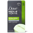 Dove Bar 3 in 1 Cleanser for Body, Face, and Shaving to Clean and Hydrate Skin Extra Fresh Body and Facial Cleanser More Moisturizing Than Bar Soap 3.75 oz 6 Bars DOVE MEN + CARE
