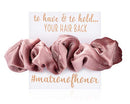 Velvet Bridesmaid Proposal Gift Scrunchies - To Have and To Hold Your Hair Back Foil Gift Cards (Matron of Honor, Blush/Mauve) Loco Llama