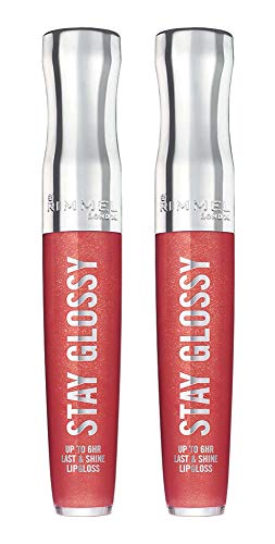 Rimmel Stay Glossy 6HR Lip Gloss, All Day Seduction, 0.18 Fl Oz (Pack of 2) Rimmel