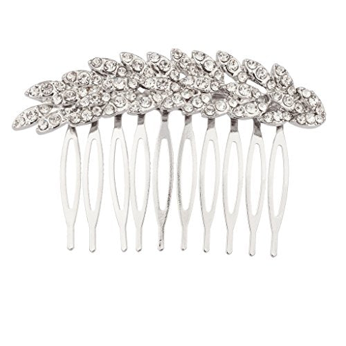 Lux Accessories Pave Crystal Leaf Branch Bridal Bride Bridesmaid Hair Comb LUX ACCESSORIES