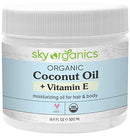 USDA Organic Coconut Oil with Vitamin E (16.9 oz Jar) Pure Vitamin E Infused Coconut Oi - Bio Coconut Oil for Hair and Skin, Coconut Oil Hair Mask Sky Organics