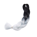 Ombre Jumbo Braiding Hair 24 inch Jumbo Braid Hair Extensions Jumbo Box Braids Crochet Hair Long for Women Kids DIY High Temperature Synthetic Fiber 2 Tones Black+ White 5 Bundles Benehair