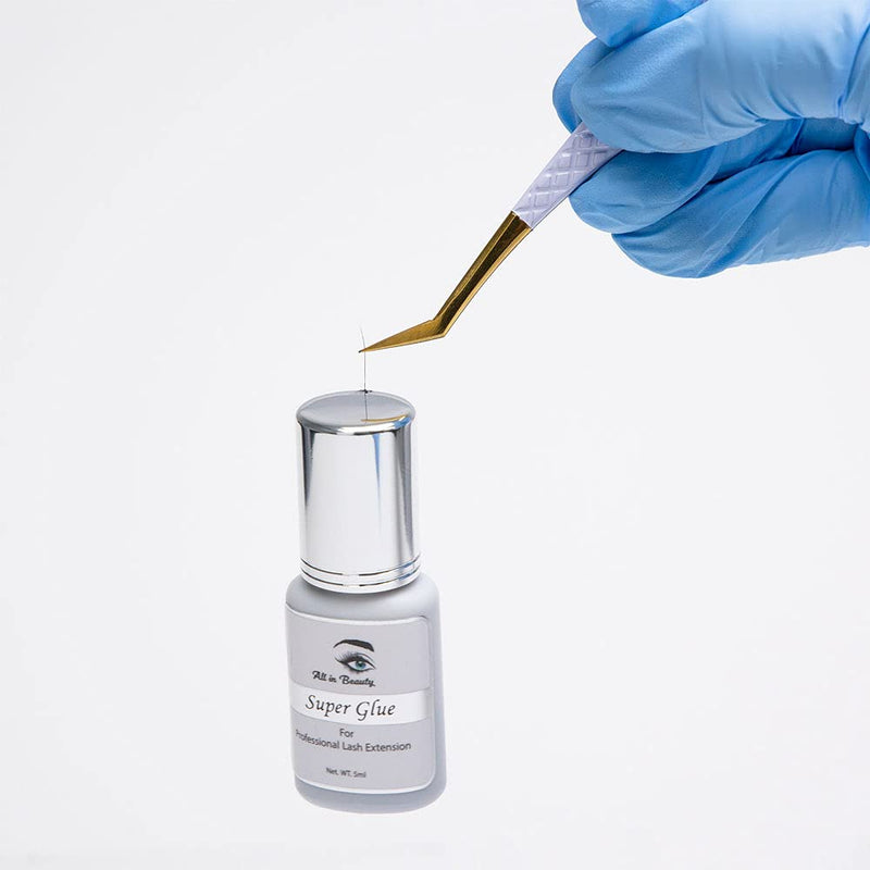 All in Beauty Eyelash Extension Super Glue, False Eyelash Adhesive, Lash Extension Supplies for Professionals Eyelashes Artists, Powerful Bonding Adhesive, 1 Second Drying time (5ml) All in beauty