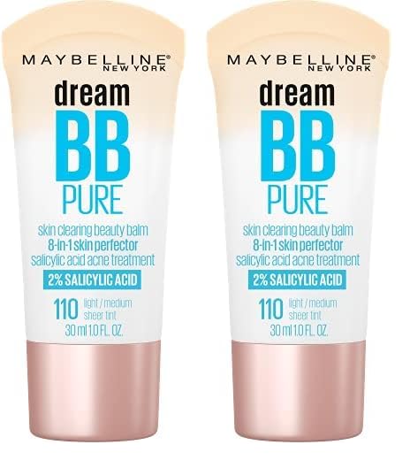 Maybelline Dream Pure Skin Clearing BB Cream, 8-in-1 Skin Perfecting Beauty Balm With 2% Salicylic Acid, Sheer Tint Coverage, Oil-Free, Light/Medium, 1 Count Infinity Warehouse