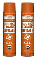 Dr. Bronners Organic Moisture Lip Balm & Magic Massage Balm (Orange Ginger Lip Balm, 2 Pack) Dr Bronners Lip Balm