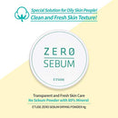 ETUDE HOUSE Zero Sebum Drying Powder - Oil Control No Sebum Powder with 80% Mineral, Makes Skin Downy Etude House