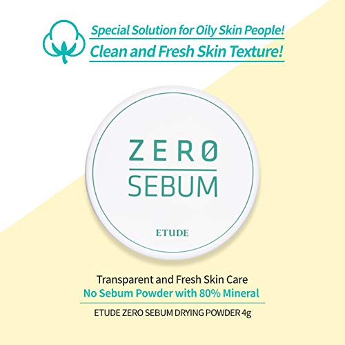 ETUDE HOUSE Zero Sebum Drying Powder - Oil Control No Sebum Powder with 80% Mineral, Makes Skin Downy Etude House