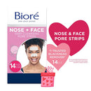 Bioré Nose+Face, Deep Cleansing Pore Strips, 7 Nose + 7 Chin or Forehead, with Instant Blackhead Removal and Pore Unclogging, 14 Count, Oil-free, Non-Comedogenic Use Bioré