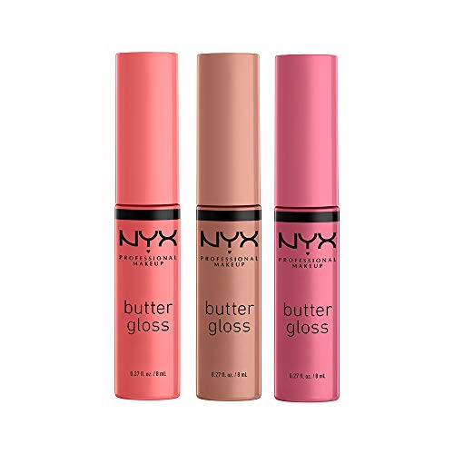 NYX PROFESSIONAL MAKEUP Butter Gloss - Pack Of 3 Lip Gloss (Angel Food Cake, Creme Brulee, Madeleine) NYX PROFESSIONAL MAKEUP