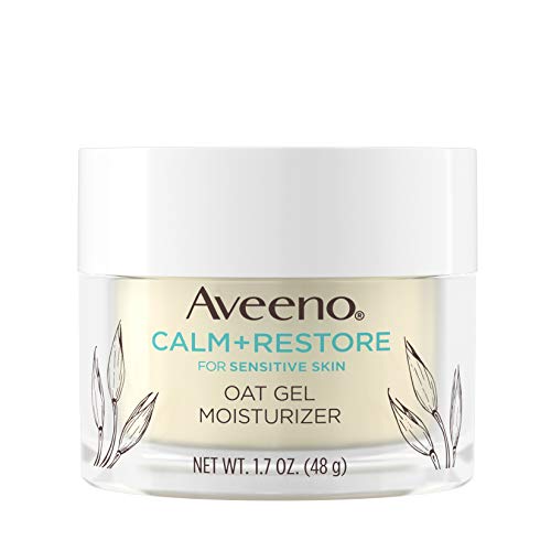 Aveeno Calm + Restore Oat Gel Facial Moisturizer for Sensitive Skin, Lightweight Gel Cream Face Moisturizer with Prebiotic Oat and Feverfew, Hypoallergenic, Fragrance- and Paraben-Free, 1.7 oz Aveeno
