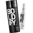 Hair Fibers (BLACK) + Thickening Spray: Boldify Total Texture Bundle: Volume, Root Lift, Texture, Fibers 100% Undetectable & Natural, For Men & Women Boldify