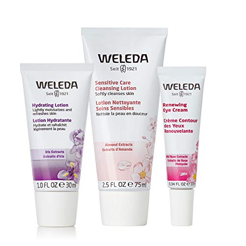 Weleda Calm and Hydrate Face Collection, Sensitive Care Cleansing Lotion, Renewing Eye Cream, Hydrating Facial Lotion Weleda